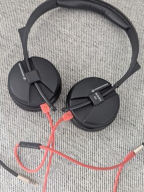 Sennheiser HD 25 SP Black On-Ear Headphones with Red Cable